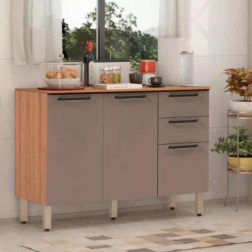 BALCÃO TELASUL CAIENA S/TAMPO 120CM 2P 3GVT