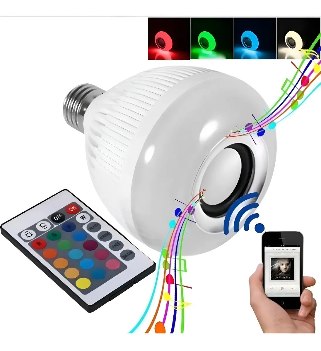 LAMPADA BLUETOOTH LUZ RGB MUSICAL